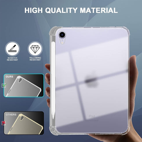 Clear Case for iPad Mini 7 A17 Pro/Mini 6 with Pencil Holder, Supports 2nd Gen Apple Pencil Charging, Ultra Slim, Lightweight, Soft TPU Back Cover...