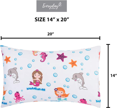 Everyday Kids 2-Pack Toddler Travel Pillowcases -100% Soft Microfiber, Breathable and Hypoallergenic - 14" by 20" Kids Pillowcases fits Pillows 14...