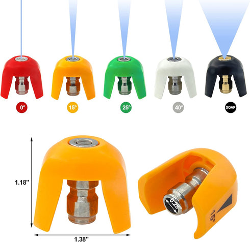 5 Pack Quick Connect Pressure Washer Nozzle Tips - Compatible with Sun Joe SPX 3000 Series & Universal Pressure Washers, Quick Connect Spray Tip S...