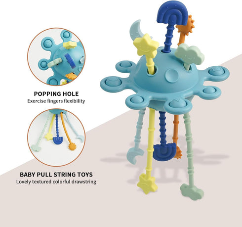 Baby Montessori Toys for 6-12-18 Months,Silicone Baby Pull String Toys,Learning & Educational Toys for Toddlers 1-3,Sensory Toys for Boys & Girls,...