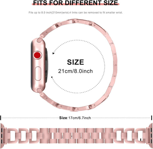 OULUCCI Compatible Apple Watch Bands For Women 42mm 41mm 40mm 38mm iwatch Series 10 9 8 7 6 SE 5 4 3 2 1 D-Shape Stainless Steel Strap Rose Gold...