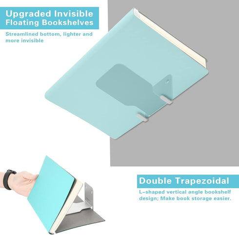 Invisible Floating Bookshelves, Heavy-Duty Book Organizers, Wall Mounted Bookshelf, Iron Storage Shelves for Bedroom, Living Room, Office (Small) ...