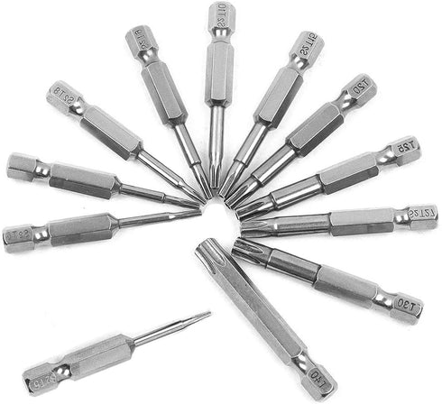 12pcs T5-T40 Torx Head Screwdriver Bit Set 1/4 Inch Hex Shank Security Tamper Proof Magnetic Torx Bit Screw Driver Kit Tool, 50mm...