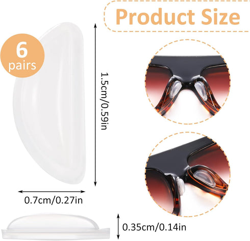 Eyeglass Nose Pads Anti Slip, Silicone Adhesive Glasses Nose Pad Kit with Air Bag 0.14'' Heighten Nose Grips, Soft Nose Pads for Glasses Eyeglasse...