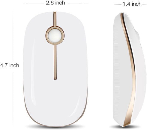 VssoPlor Wireless Mouse, 2.4G Slim Portable Computer Mice with Nano Receiver for Notebook, PC, Laptop, Computer (White and Gold)...