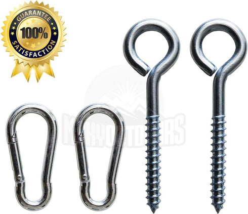 Hammock Hanging kit by Maky Outdoors. Heavy Duty - Load Capacity 600 lb. Hammock Hooks and carabiners for Hammock Stand, Yoga hammocks, Swing, Cha...