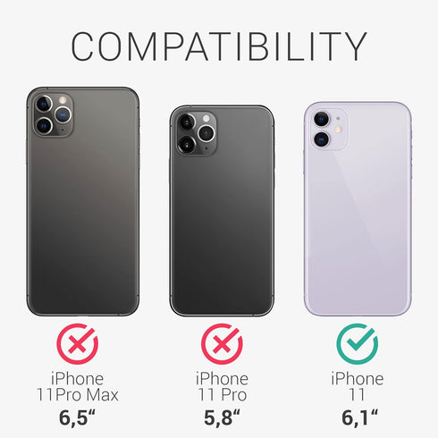 kwmobile Case Compatible with Apple iPhone 11 Case - TPU Phone Cover with Credit Card Holder - Neon Pink......