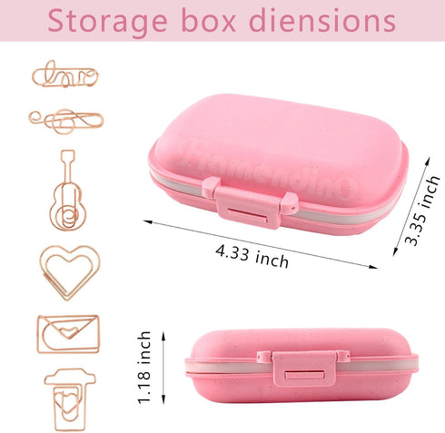 Framendino, 30 Pack Rose Gold Cute Assorted Sizes Shapes Small Paper Clips Index Card Binder Clip with Fun Storage Box for School Office Home Wedd...