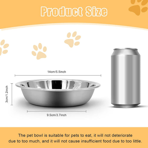2 PCS Cat Bowls Whisker Friendly, Shallow Wide Flat Cat Food Bowls Stainless Steel,Metal Cat Dishes Whisker Fatigue Relief,Replacement Basic Cat P...