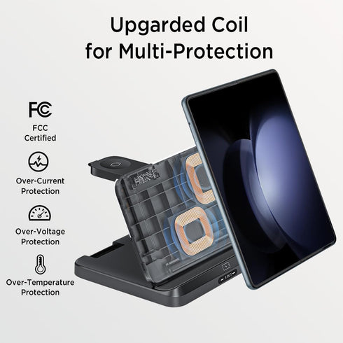 Miimall Foldable 3 in 1 Wireless Charger Fast Charging for Samsung Galaxy Z Fold & Flip 6/5/4/3/2,Galaxy S24+/S23+/S22, Portable Wireless Charging...