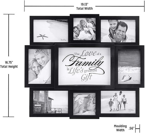 Malden International Designs The Love of a Family Dimensional Collage Black Picture Frame, 8 Option, 6-4x6 & 2-4x4, Black (8308-08)...
