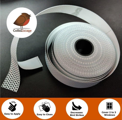 White Bird Tape for Windows (3/4" x 40' - Covers 2 to 3 Windows) | Window Decals to Prevent Bird Strike Prevention for Windows | White...