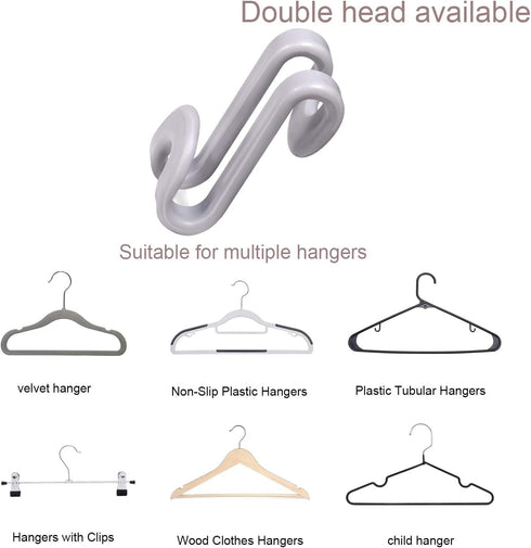 Mlici Connector Hooks Hanger Extenders for Velvet Hangers Coat Clothes Garment, Mini Cascading Velvet Hangers with Hooks, Heavy Duty Huggable Hang...