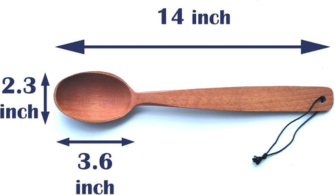 14-inch Large Wooden Spoon, Heavy Duty Big Non-Stick Cooking Spoon with a Scoop and a Strong Long Handle for Stirring, Mixing, Canning in Big Pots...