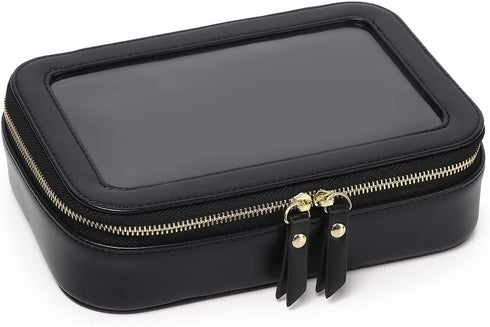 Clear Makeup Bag for Women Transparent Cosmetic Bag Case Clear Accessories Bag Portable Makeup Bag for Car (A/Black, M)...