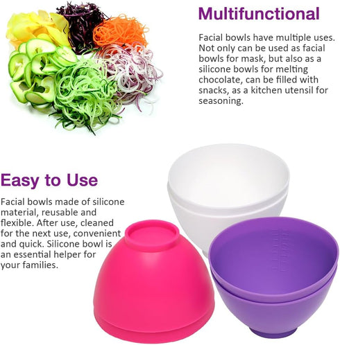 6 Pcs Silicone Mixing Bowls, 0.49 QT Reusable Silicone Bowl, Silicone Bowls for Melting Chocolate, Silicone Pinch Bowls for Sauce, White, Pink, Pu...