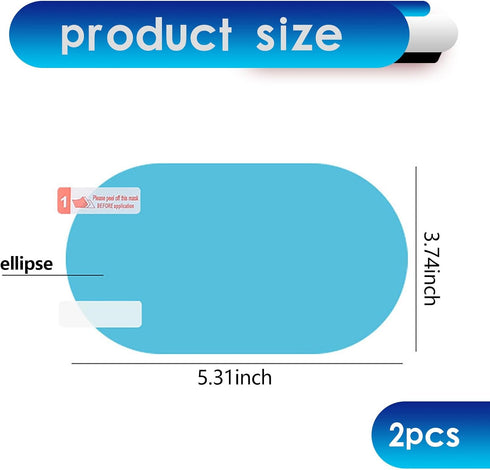 Pack-2 Car Rearview Mirror Anti-rain Film, 3.9In x 5.9In Vehicle Side Mirrors Stickers, Durable Automobile Accessories, Universal for Most Cars, T...
