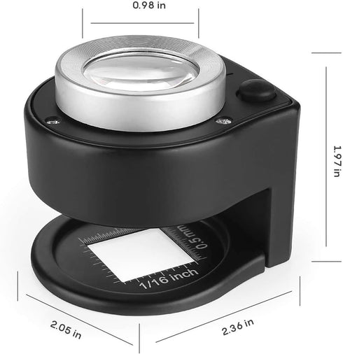 30X Loupe Magnifier with 6 Light, Desktop Portable Metal Magnifier Folding Scale Sewing Magnifying Glass for Textile Optical Jewelry Tool Coins Cu...