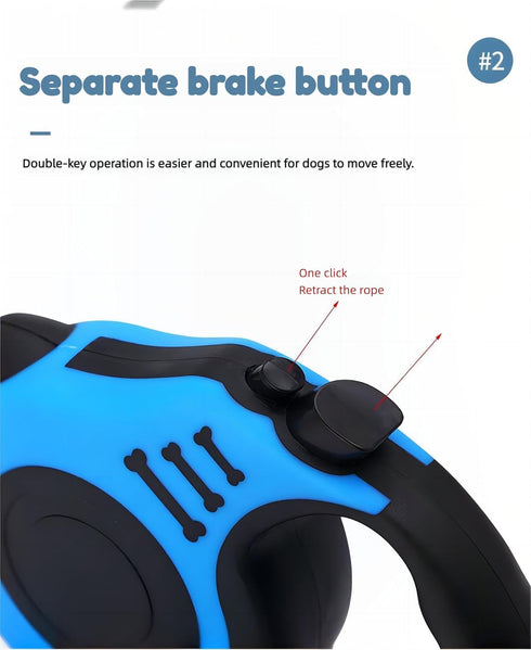 Durable Heavy Duty Nylon Telescopic Dog Rope Automatic Retractable Leash with Non-Slip Handle Walking Pet Leash Accessories, Large, blue...