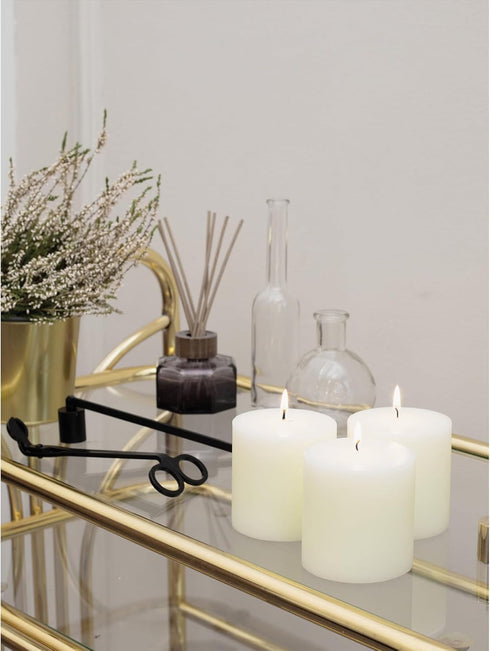 CANDWAX 3x3 Pillar Candles Set of 3 - Rustic Unscented No Drip Ivory Candles for Home Decor, Weddings, Centerpieces...