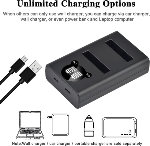 Batmax 2Pcs EN-EL5 Battery + Quick LED Charger for Nikon Coolpix P5000, P5100, P6000, S10 CoolPix 3700, 4200, 5200, 5900, 7900, P3, P4, P80, P90, ...