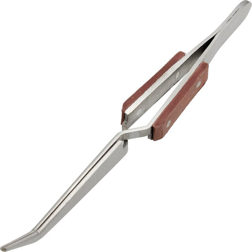 Cross Lock Tweezers Jewelers Soldering Tool with Fiber Grip (Curved Tip)...