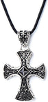 COOLSTEELANDBEYOND New Stainless Steel Gothic Celtic Cross Pendant Necklace with Cz Accent 22.8 Inches Black Silicone Cord...