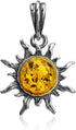 Amber Sterling Silver Small Sun Pendant...