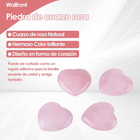 4pcs Healing Crystal Rose Quartz Carved Heart Shaped Shiny Stone Reiki Balancing Semi-Precious Decor Polished Adorn Decoration...