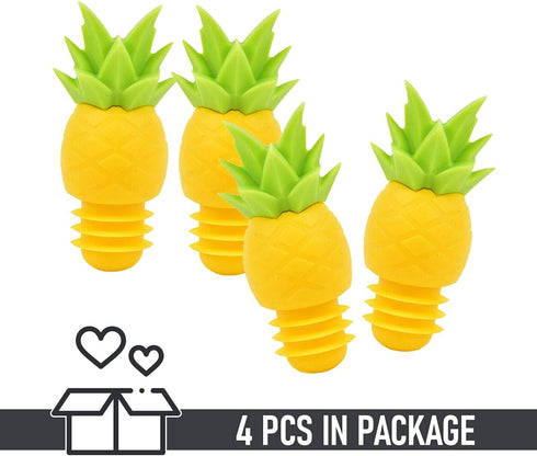 4Pcs Wine Stoppers for Wine Bottles - Pineapple Wine Stopper Wine Bottle Caps Reusable Wine Bottle Stopper Silicone Wine Stopper - Pineapple Bottl...