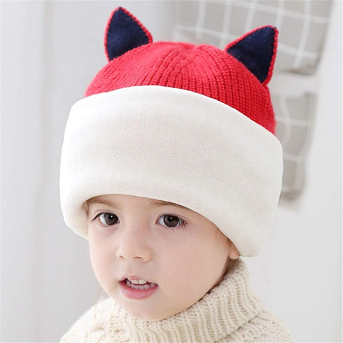 Cat Ear Baby Girls Boys Winter Hat Toddler Knitted Hood Scarf Beanies with Fleece Lining...