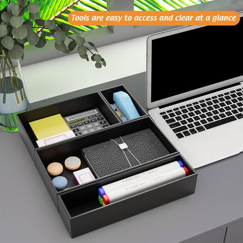 Black Bamboo Drawer Organizer - Silverware&Utensil Holder Organizer for Kitchen Drawers, Multi-Use Drawer Dividers Boxes for Bathroom Counter?Cabi...