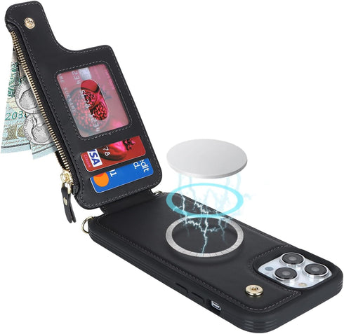 Cavor for iPhone 15 Pro Case with Card Holder,iPhone 15 Pro Wallet Case for Women,iPhone 15 Pro Case Magsafe,Phone Case iPhone 15 Pro Case with St...