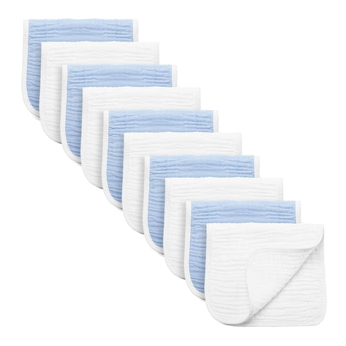 Synrroe Burp Cloths Large, Muslin Burp Cloths for Baby Girls and Boys, Pack of 10 Extra Absorbent and Soft Muslin Bibs, 6 Layers 20 by 10 Inches 1...