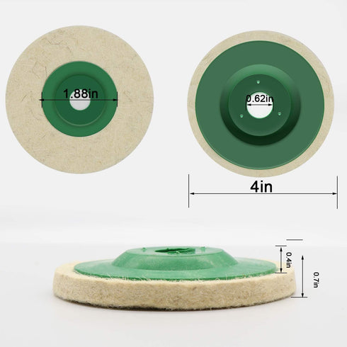 ANCIRS 5 Pack 4 Inch Round Wool Felt Disc Wheel Pad, for 100 Angle Grinder, Buffing Polishing Buffer Bore Dia-White & Green...