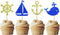 Morndew 24 PCS Anchor Boat Rudder Whale Sailboat Cupcake Toppers for Ocean Sailing Theme Party Birthday party Baby Shower Wedding Party Decoration...