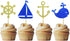 Morndew 24 PCS Anchor Boat Rudder Whale Sailboat Cupcake Toppers for Ocean Sailing Theme Party Birthday party Baby Shower Wedding Party Decoration...