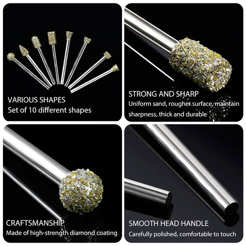 Diamond Grinding Burr Drill Bit Set for Dremel Rotary Tool 20Pcs Diamond Burr Bits with 1/8 Inch Shank Rotary Tool Accessories for Stone Glass Cer...