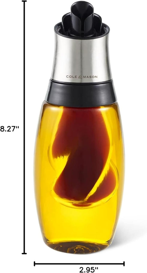 Cole & Mason Duo Oil & Vinegar Pourer - Oil & Vinegar Dispenser Set - Stainless Steel Oil & Vinegar Pourer - Dishwasher Safe Kitchen Tool & Gadget...