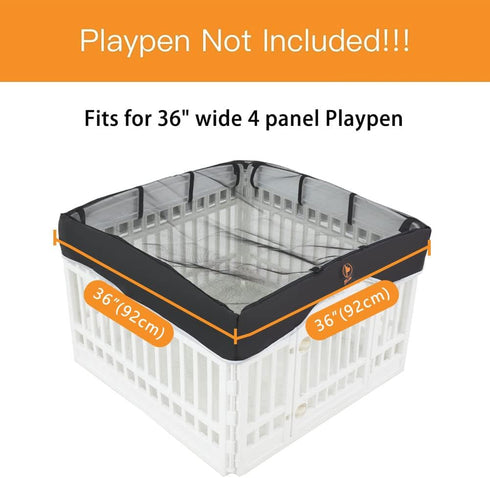 PJYuCien Dog Playpen Mesh Top Cover, Fits 36 Inch 4 Panels Regular Square Plastic Exercise Pet Pen, Velcro Connections, Black (Note: Cover Only, P...