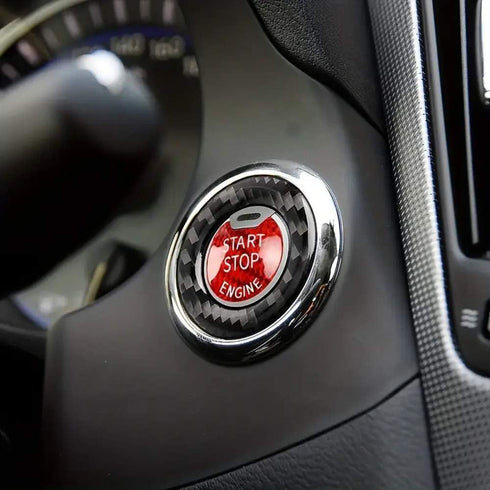 iJDMTOY Gloss Red Real Carbon Fiber Keyless Engine Start/Stop Push Start Button Cover Compatible with Nissan Altima Maxima Pathfinder Titan Murano...