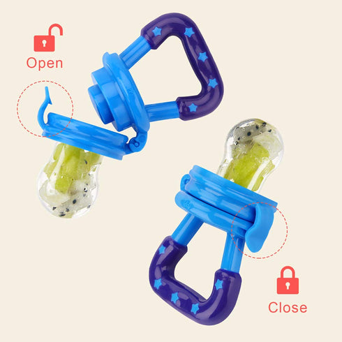 Baby Food Feeder 3 Pack Silicone Fruit Pacifier Teething Reusable Pouches Pacifier Blue by Mluchee(S,M,L)...