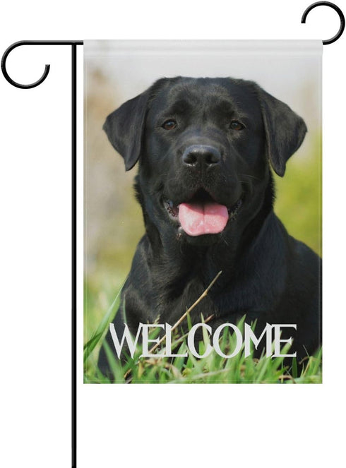 TropicalLife Welcome Black Labrador Dog on the Grass Polyester Garden Flag Banner 12 x 18 Inch Double Side Print Home Outdoor Patio Yard Garden De...