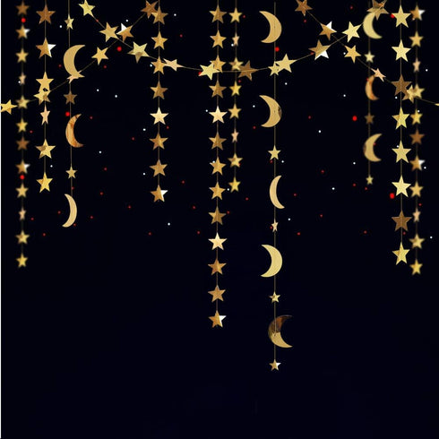 Decor365 Gold Moon Star Garland Ramadan Decorations Hanging Twinkle Little Star Two The Moon Birthday Party Decoration Graduation Decor Starry New...