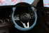 Fashion Cat Ear Leather Steering Wheel Cover Women Girl 15"(38cm) Universal Fit Auto D Shaped Leather Steering Wheel Covers (O Shape,Black&Blue)...