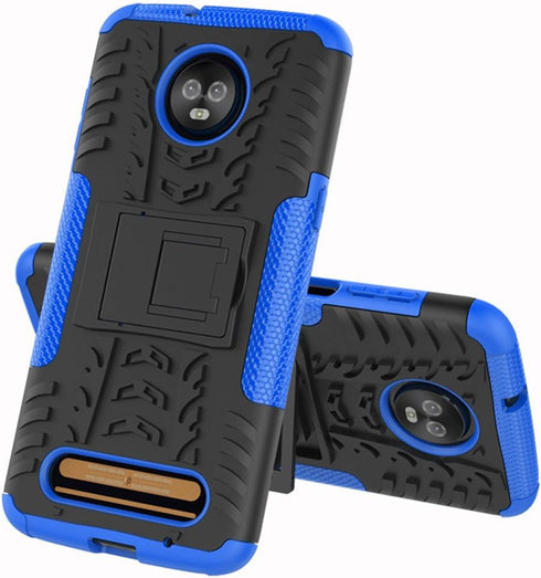 Yiakeng for Moto Z3 Case, Moto Z3 Play Case, Dual Layer Shockproof Slim Protective with Kickstand Hard Phone Case Cover for Motorola Moto Z3 (Blue...