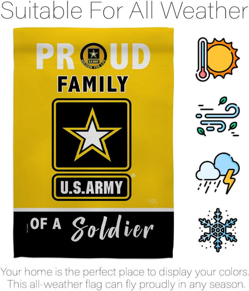 Breeze Decor Proud Family Soldier Garden Flag Armed Forces United State American Military Veteran Retire Official House Decoration Banner Small Ya...