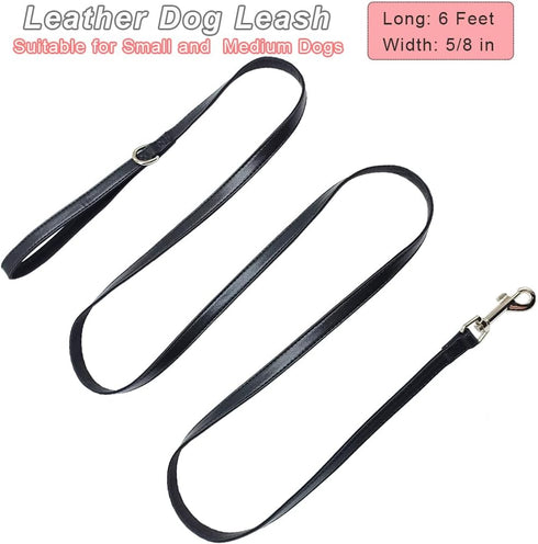 MayPaw Leather Dog Leash 6FT, Soft and Strong 5/8 Inch Dog Leather Leash with Extra D-Ring for Waste Bags and Sturdy Clip, Dog Training Lead for M...