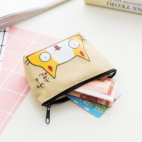 Oyachic 4 Packs Cute Coin Purse Cat Change Pouch Vintage Canvas Zipper Wallets Women Clutch Mini Bag Christmas Birthday Bag Clasp Closure...