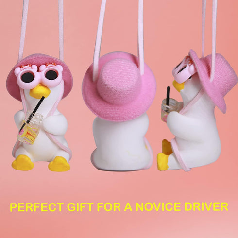 Cool Swinging Duck Car Hanging Ornament, Pendant Interior Rearview Mirror Decoration and Car Rear View Mirrior Hanging Accessories (Bottle Duck)...